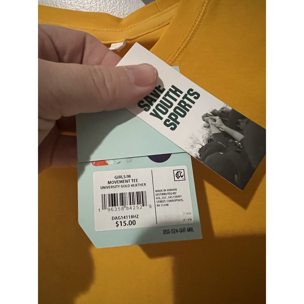 NWT DSG Girls Medium Movement Tee University Gold‎ Heather Short Sleeve Shirt - Picture 3 of 5
